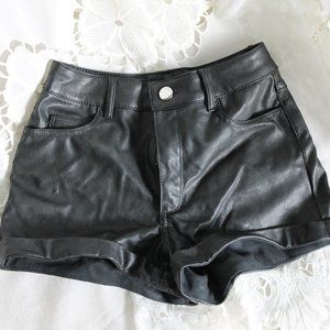 H&M Divided Black Faux Leather Shorts